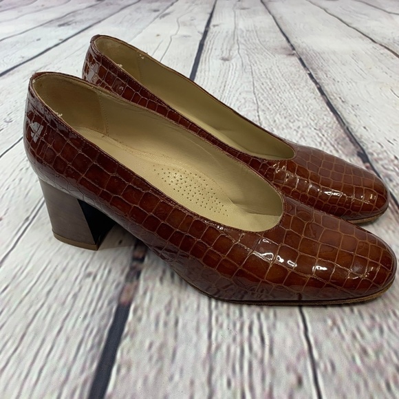 Velluto Brown Italian Snake Skin Leather Heels - Picture 3 of 6